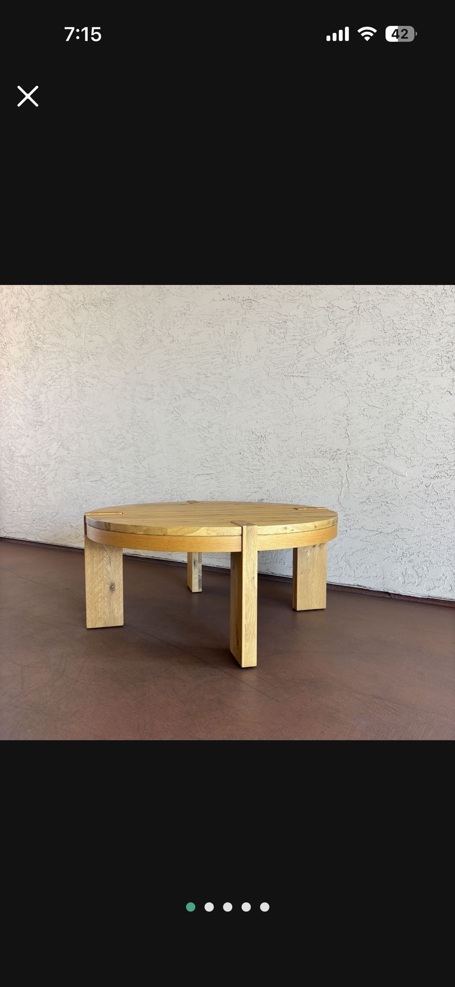One New Heavy Round Solid Wood Coffee Table West Elm