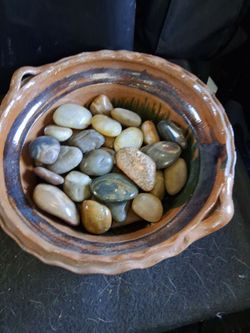 Lacquered River Rock and Bowl $5.00