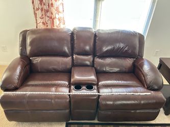 Brown color leather love seat