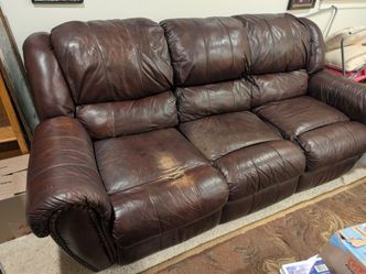 Leather couch with dual recliners