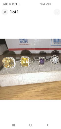 Set of 4 Sterling silver CZ Statement Rings