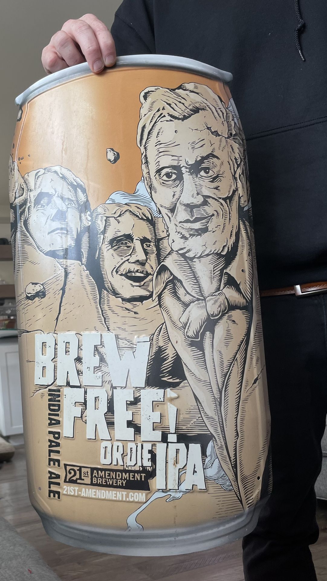 21st Amendment Brewery “Brew Free! Or Die IPA” Giant Beer Can Display / Keg Art