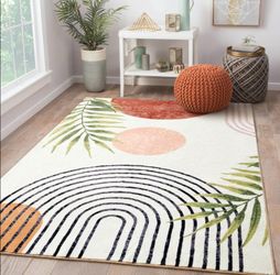 8x10 boho plant area rug