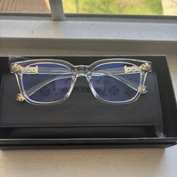 Clear/Gold Chrome Heart Glasses
