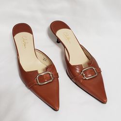 COLE HAAN Collection 8.5 B Heels Leather Brown Shoes Pointed