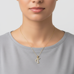 14K Yellow Gold Letter "T" Pendant