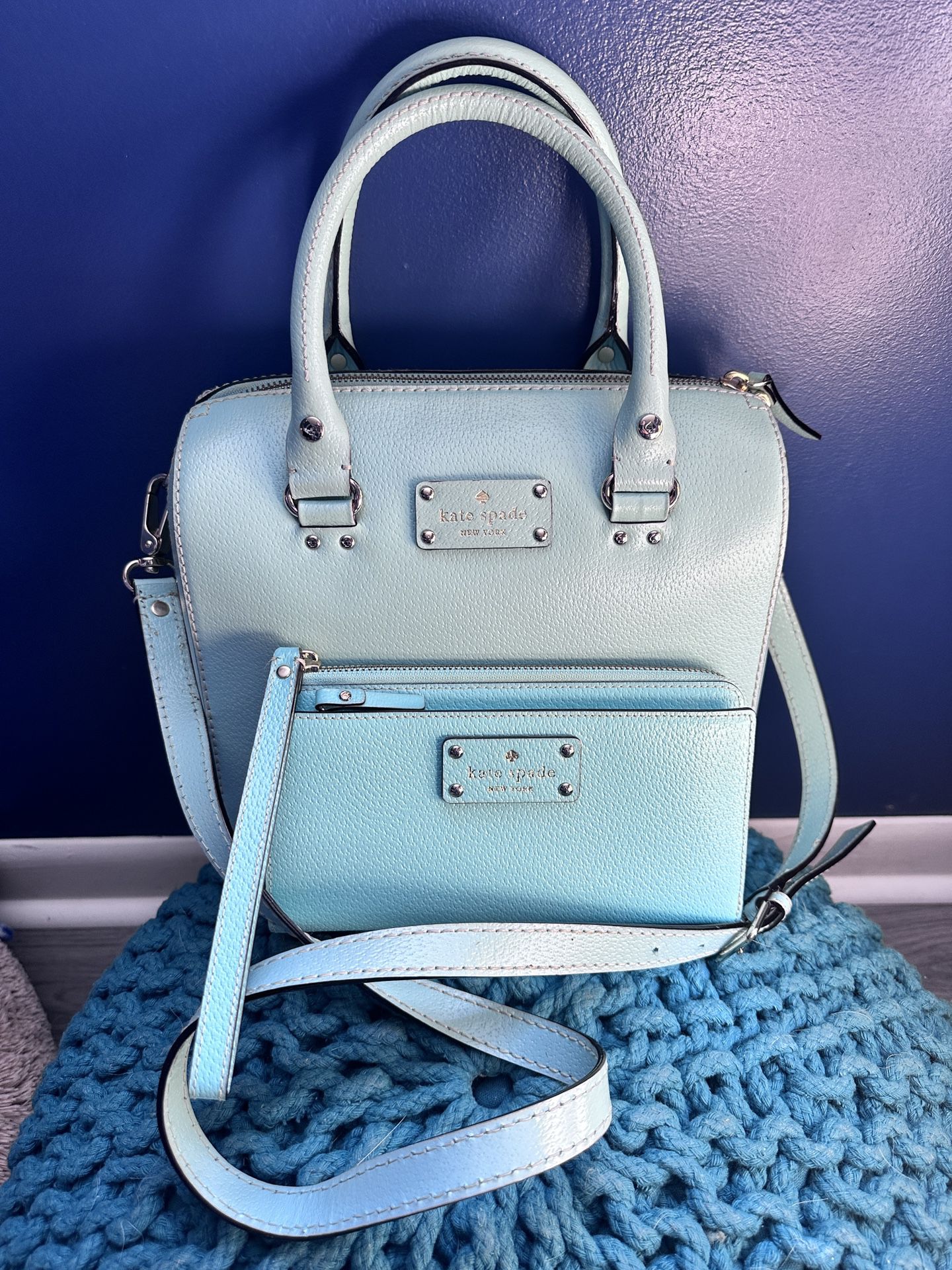 Preloved Authentic Kate Spade Wellesley Leather Crossbody Bag & Wristlet Wallet Set 
