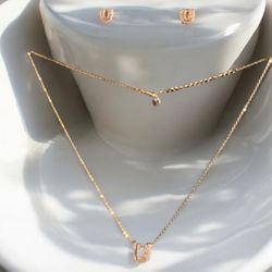 18K  Gold Electroplated Necklace And Earrings Set