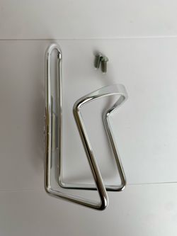 Chrome and black bicycle water bottle cage
