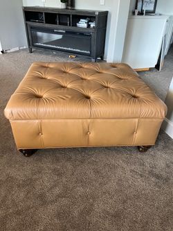 Leather storage ottoman