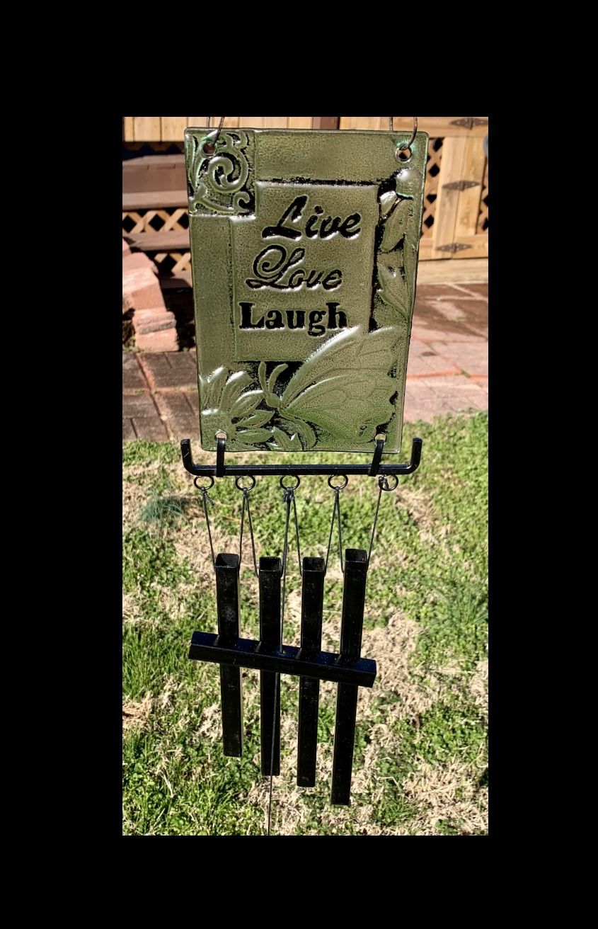 Live Love Laugh Green Stained Glass Wind Chime Sun Catcher