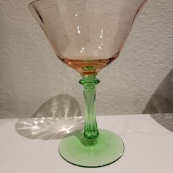 Vtg.Tiffin Uranium Watermelon Champagne Glass