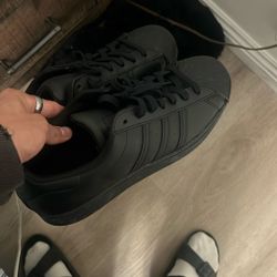 All Black Adida Superstars