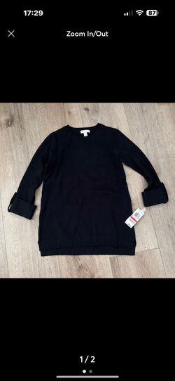 NWT Charter Club Black Crew Neck Sweater Classic Knit xs