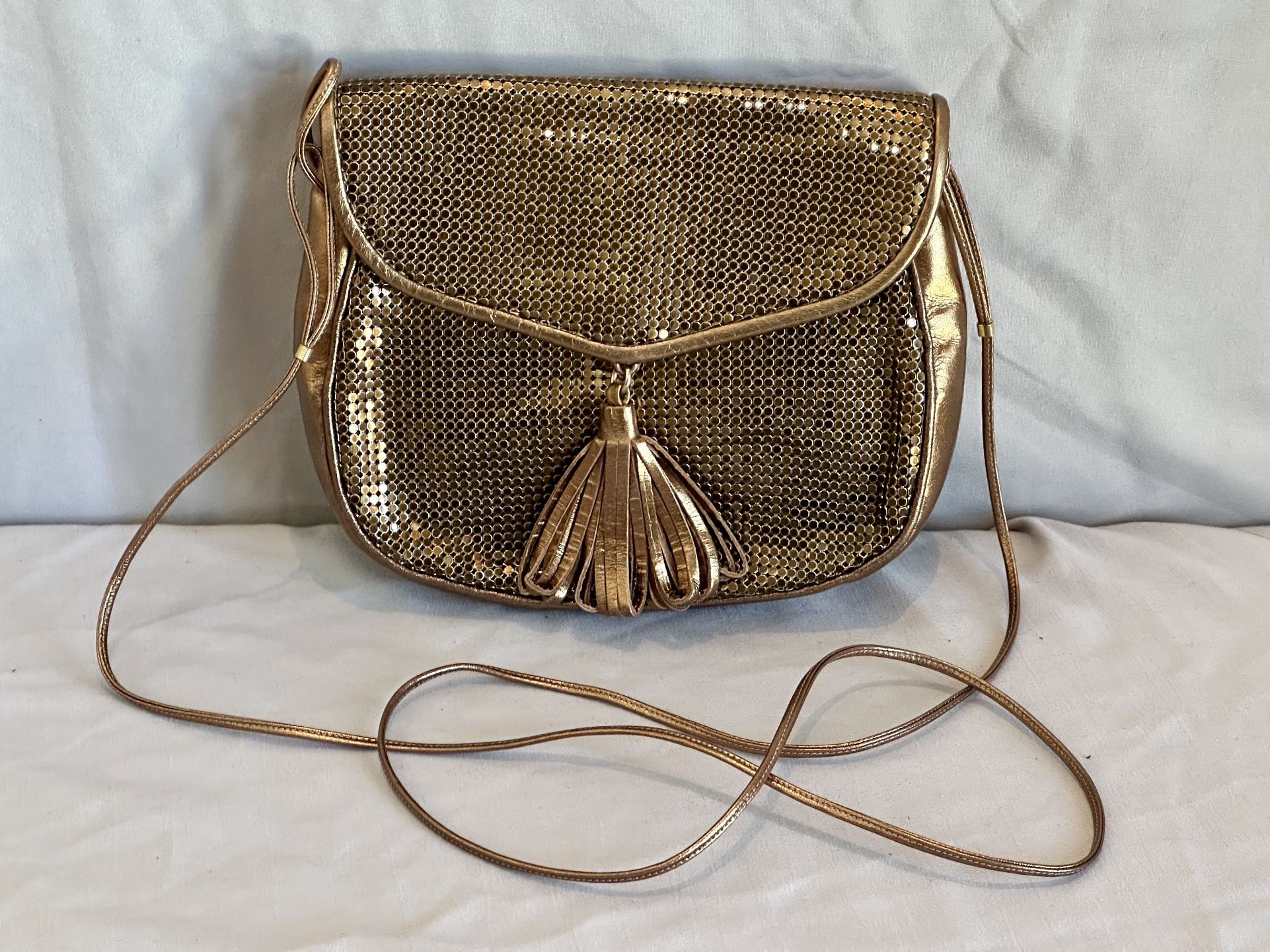 Whiting & Davis Gold Mesh Purse Convertible to Clutch