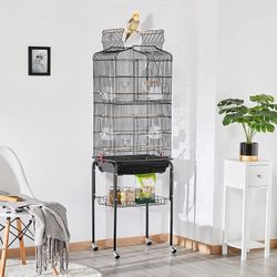 Large Open Top Parrot Bird Cage With Removable Rolling Stand 