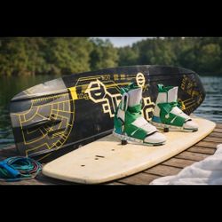 CTRL Wakeboard w/ Bindings Green White Boots Combo Cable Park Board Set