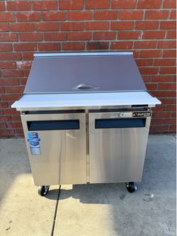 Dukers 36” mega top 15 pan Commercial Food Prep Table Refrigerator in Stainless Steel with Mega Top