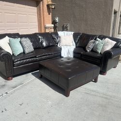 3-piece Brown Leather Sectional