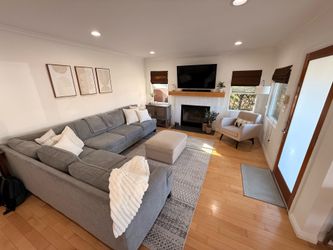 Modern Gray Sectional Sofa: Custom Fabric