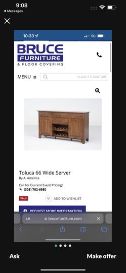 Toluca Wide Server With Removable Wine Racks By Aamerica Toluca Collection SKU: TOL-RA-9-01-0