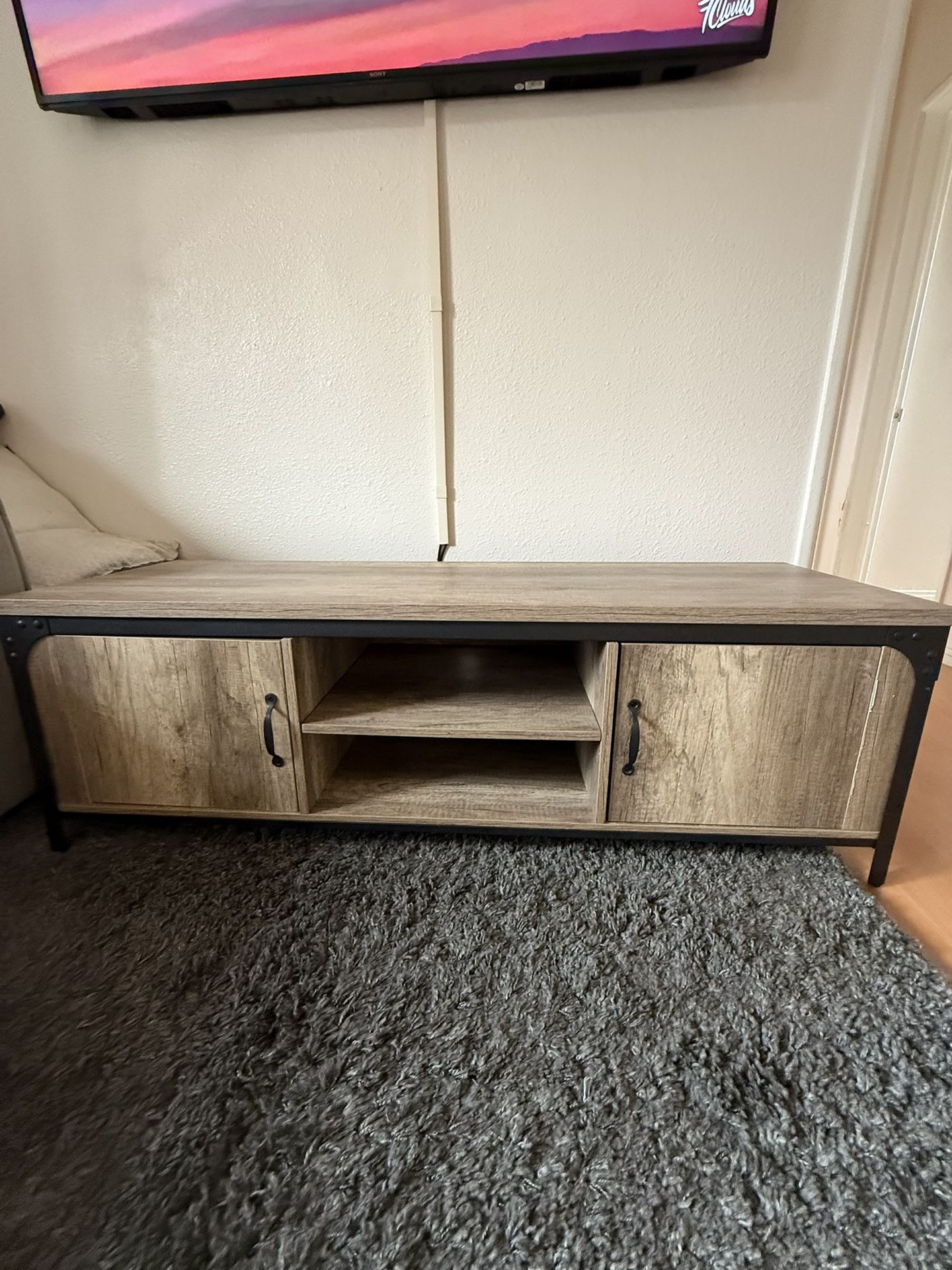 INDUSTRIAL WOOD TV STAND