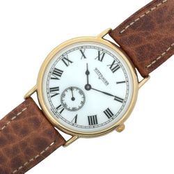 Wittnauer Vintage Swiss Men’s Watch Black Dial Brown Leather Box Papers (A1D021663)