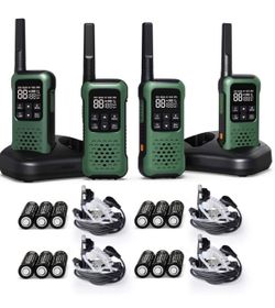 Army Green Waterproof Walkie Talkie Long Range Up To 30 Miles Floating Portable Two Way Radio, NOAA Weather Alert,SOS,Flashlight, Rechargeable 2 Way R