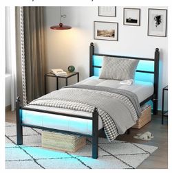 Twin size bed with head and foot board