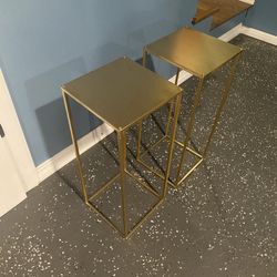 2 Gold Pedestal Display Stands 