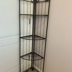 Corner 5 Shelf Bakers Rack Brown Metals