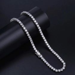MOISSANITE Real 925 Sterling Silver Tennis Chain 3mm Premium Necklace Passes Tester $2500 brand new