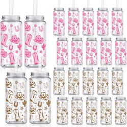 Qinyoung 20 Pcs Western Cowgirl Cowboy Plastic Tumbler 14.2 oz Cowgirl Party Favors Reusable Cups with Lids and Straws Decoration Iced Coffee Cup My F