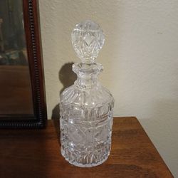 Vintage Cut Glass Cylindrical Decanter 