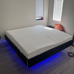 King Size Floating Bed & LED Lights