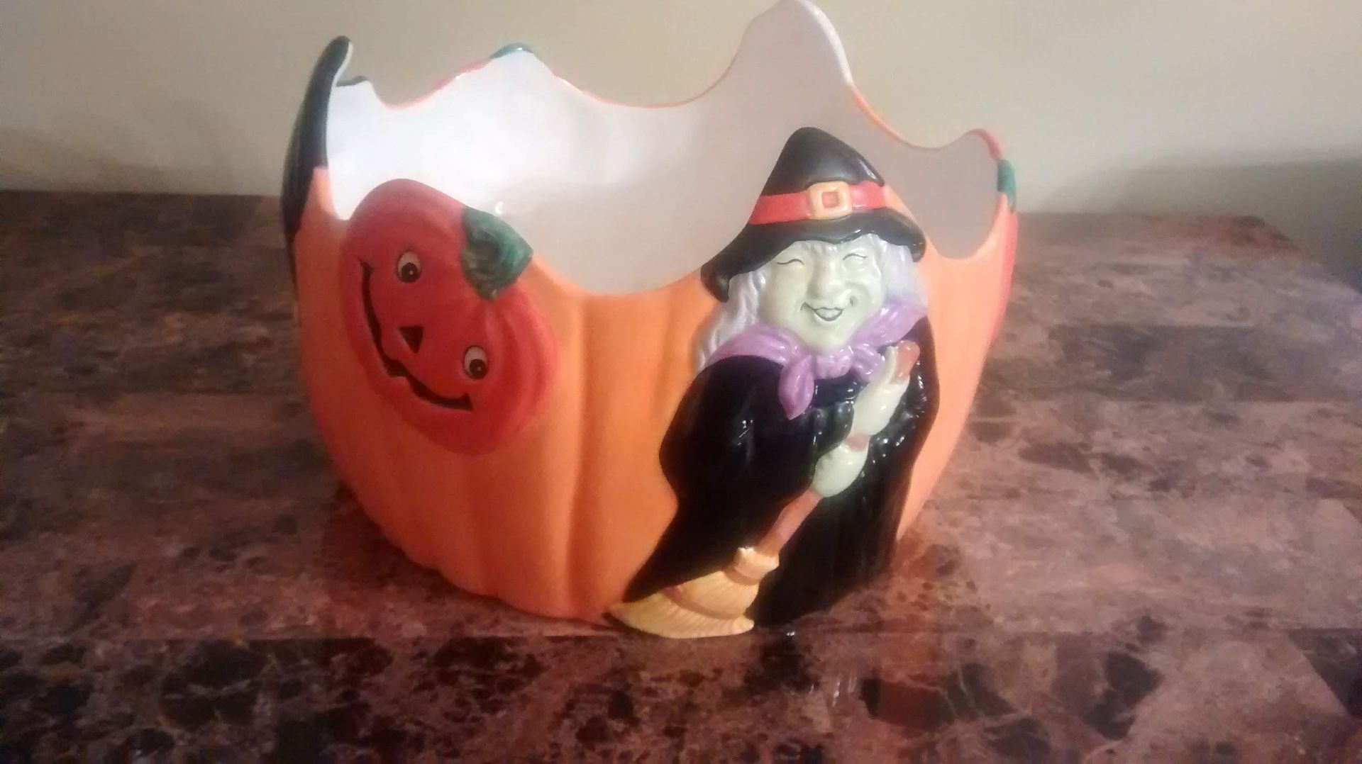 Antique Halloween candy or cookie huge ceramic bowl- FIRM Price 