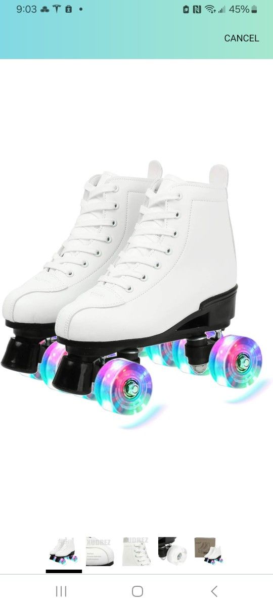 XUDREZ Classic Roller Skates High-Top Double-Row Leather Roller Skates for Women and Men Size 38