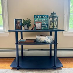 Refurbished Midnight Blue Shelf/TV Stand - Vintage Charm