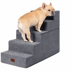 EHEYCIGA Dog Stairs for High Bed 22.5" H, Pet Steps Non-Slip Balanced Pet Ramp Indoor, Grey