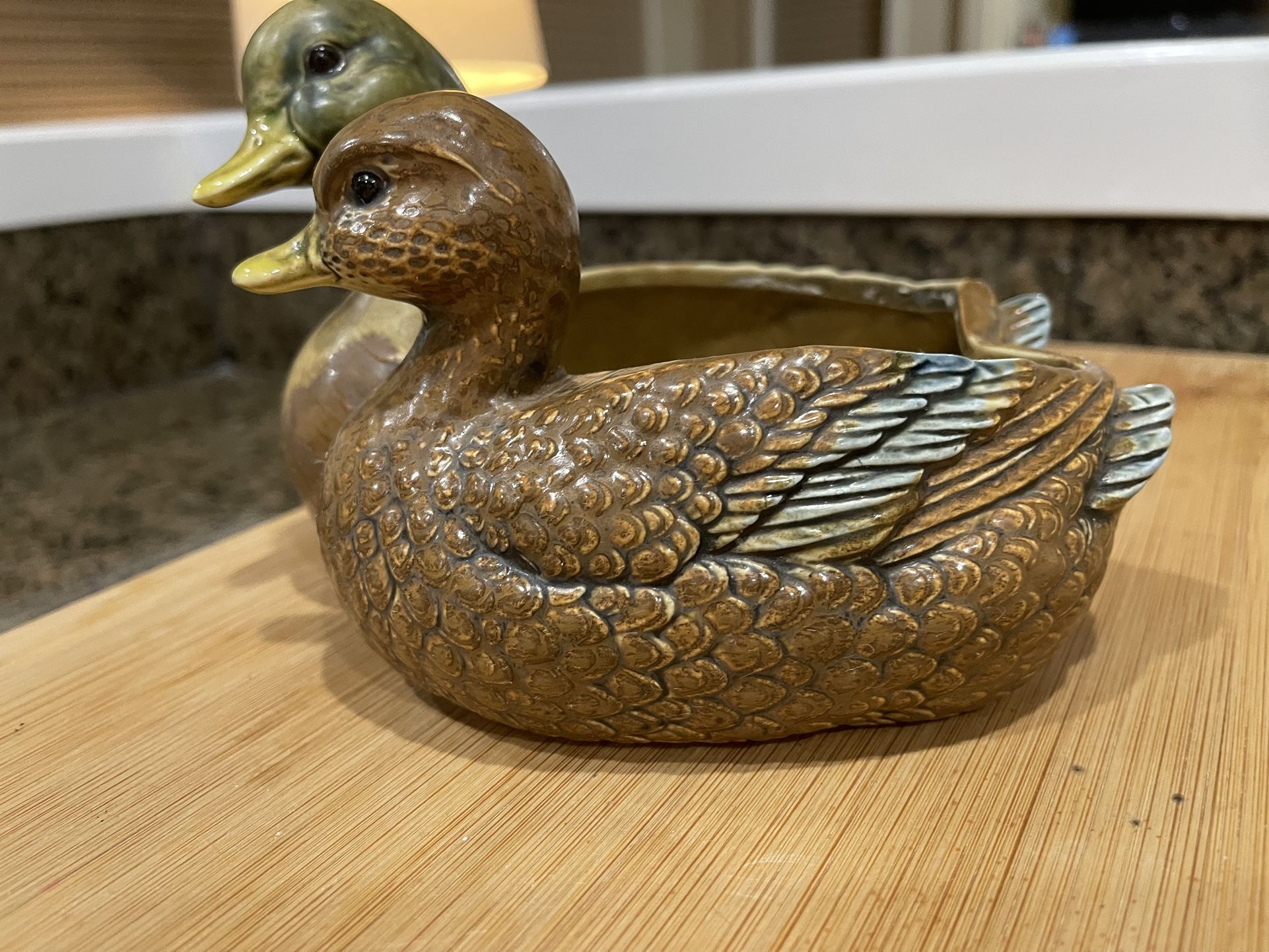 Vintage Mid-Century Two Mallard Duck Planter Marked 57635 Japan Likely Lefton