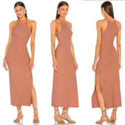 Jonathan Simkhai Standard Megan rib knit racerback maxi dress in teak size small