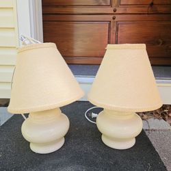 Pair of Small White Ceramic Table Lamps with White Shades and Bulbs. Both in excellent condition. 

Pickup in Burrsville just outside of Denton, 21629