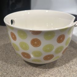 Ceramic Noodle Bowl with Spoon Citrus Design