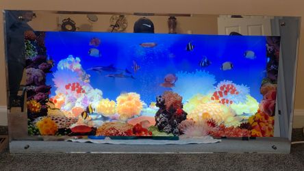 LED Illuminated Ocean Aquarium Wall Art Panel — Animated, Light Up, Chrome Frame