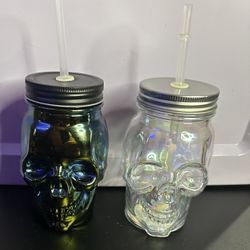Glass Skull With Straw New $5 Each 