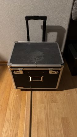 Locking File Storage Box with Telescopic Handle & Wheels - Aluminum Alloy Portable Document Case