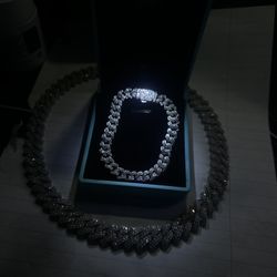 MOISSANITE CUBAN LINK SET chain & bracelet