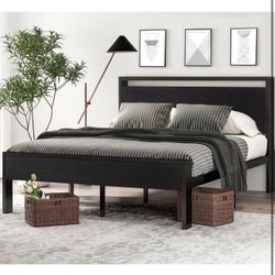 Black Full Metal Platform Bed Frame w/ Headboard & Footboard – No Box Spring Needed