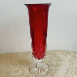Waterford Crystal LISMORE (1957-) Crimson Red Vase 8" - Feel Free to Ask Questions