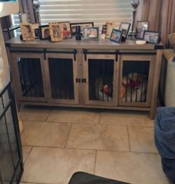 Colitis 64" large single or double dog crate furniture. tv stand and silding doors